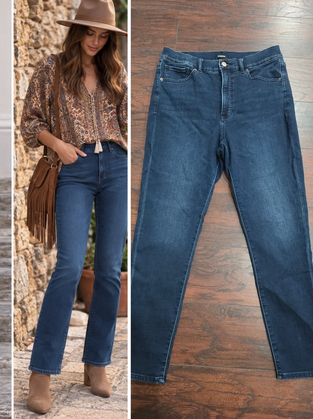 Express Skinny Hi Rise Jeans in Dark Blue Wash